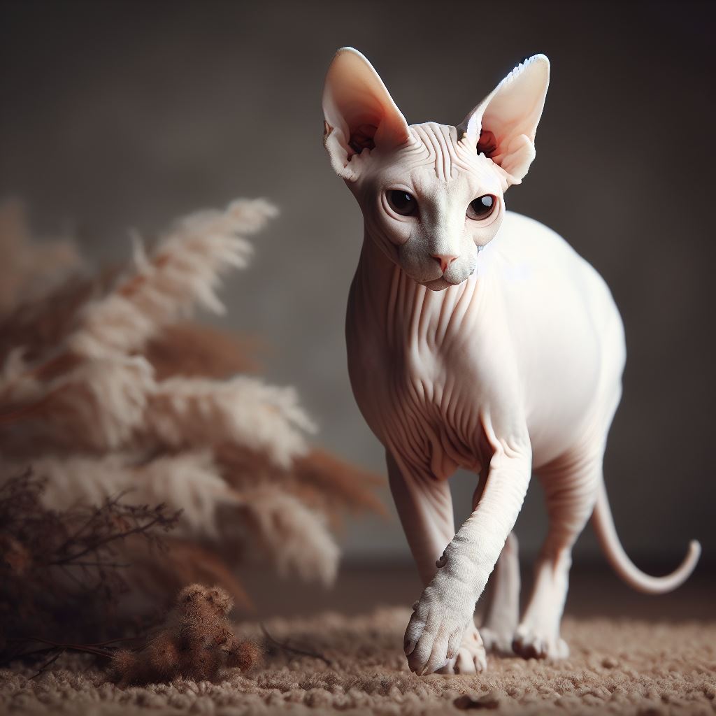 Gato Sphynx blanco
